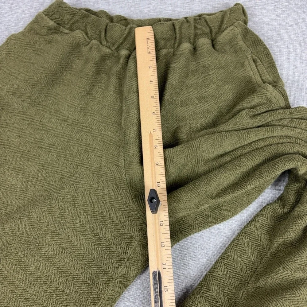 Free People FP Beach Pants Womens L Green Knit Cropped Wide Leg Lounge